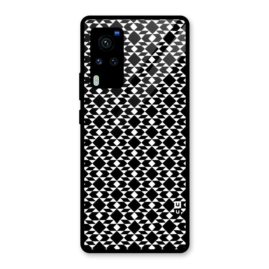 Black White Diamond Abstract Glass Back Case for Vivo X60 Pro