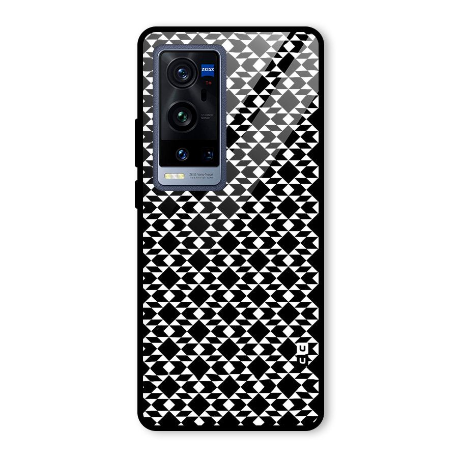Black White Diamond Abstract Glass Back Case for Vivo X60 Pro Plus
