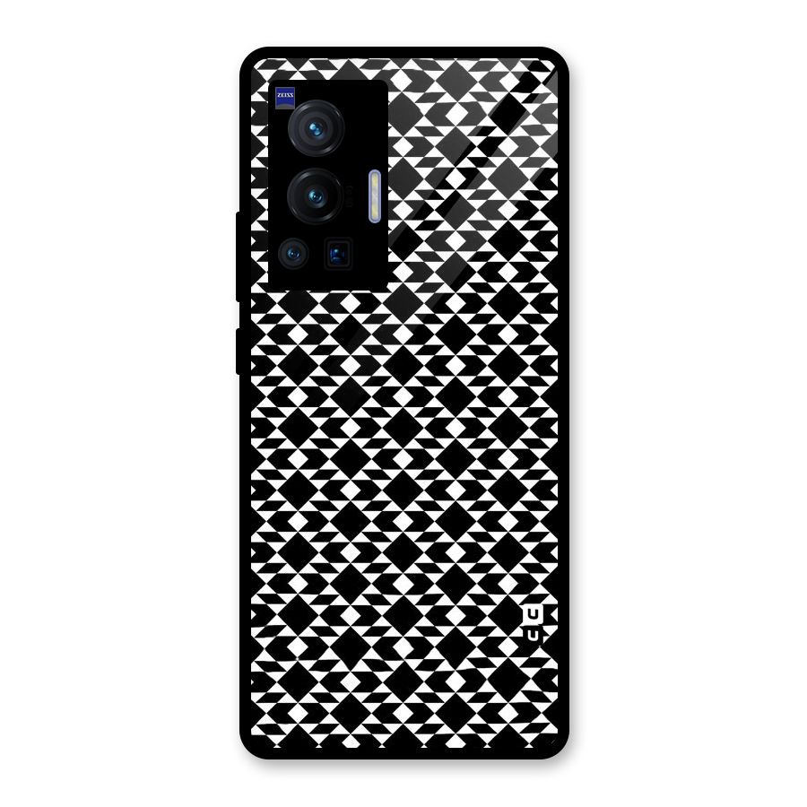 Black White Diamond Abstract Glass Back Case for Vivo X70 Pro