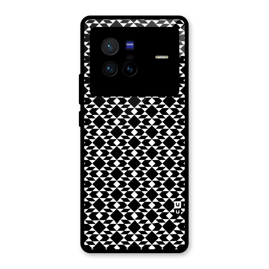 Black White Diamond Abstract Glass Back Case for Vivo X80