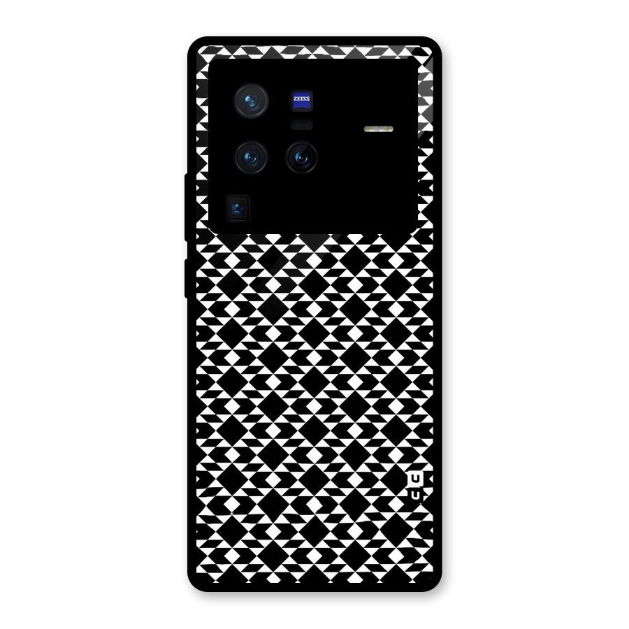 Black White Diamond Abstract Glass Back Case for Vivo X80 Pro