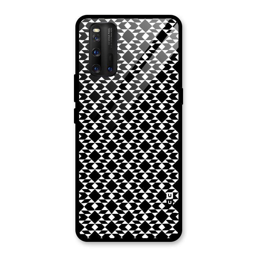 Black White Diamond Abstract Glass Back Case for Vivo iQOO 3