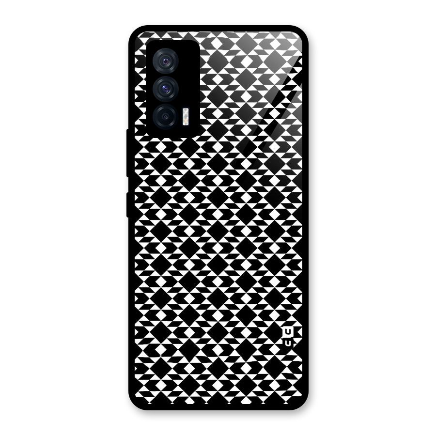 Black White Diamond Abstract Glass Back Case for Vivo iQOO 7 5G