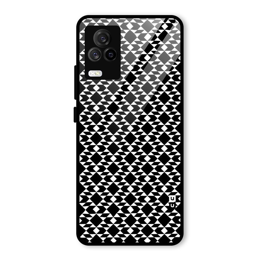 Black White Diamond Abstract Glass Back Case for Vivo iQOO 7 Legend 5G