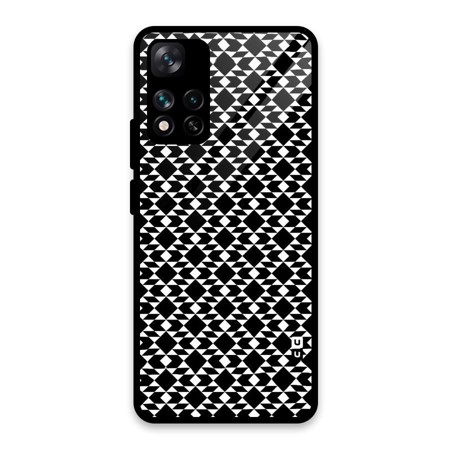 Black White Diamond Abstract Glass Back Case for Xiaomi 11i HyperCharge 5G