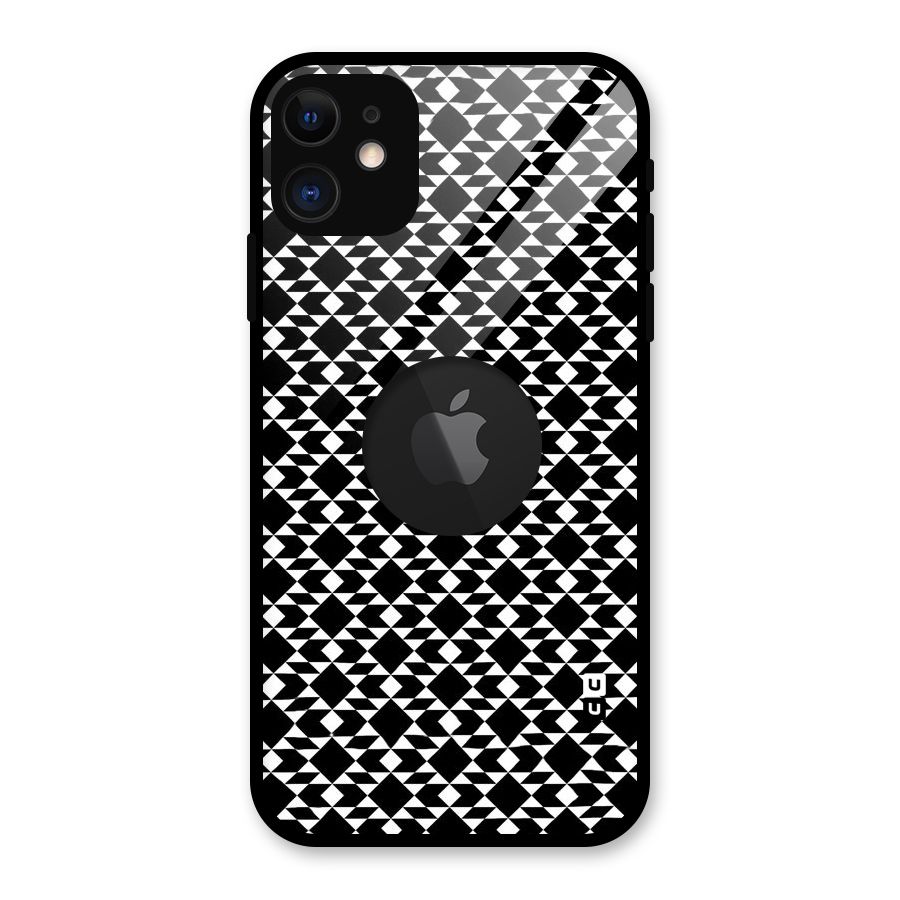 Black White Diamond Abstract Glass Back Case for iPhone 11 Logo Cut