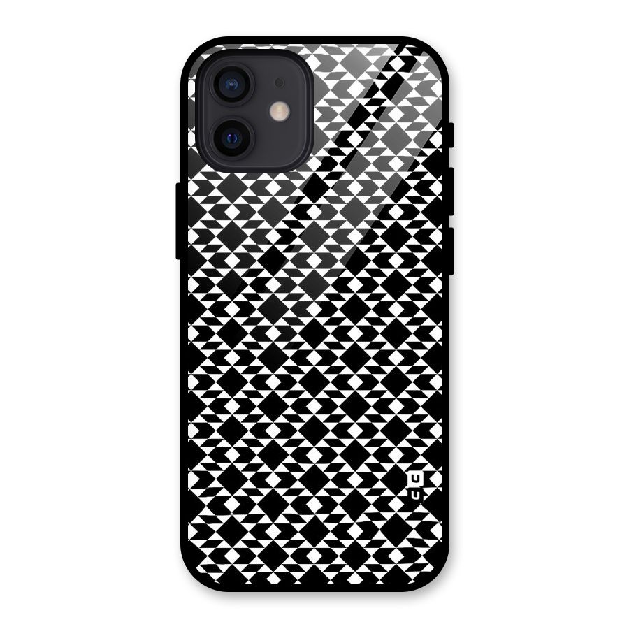 Black White Diamond Abstract Glass Back Case for iPhone 12