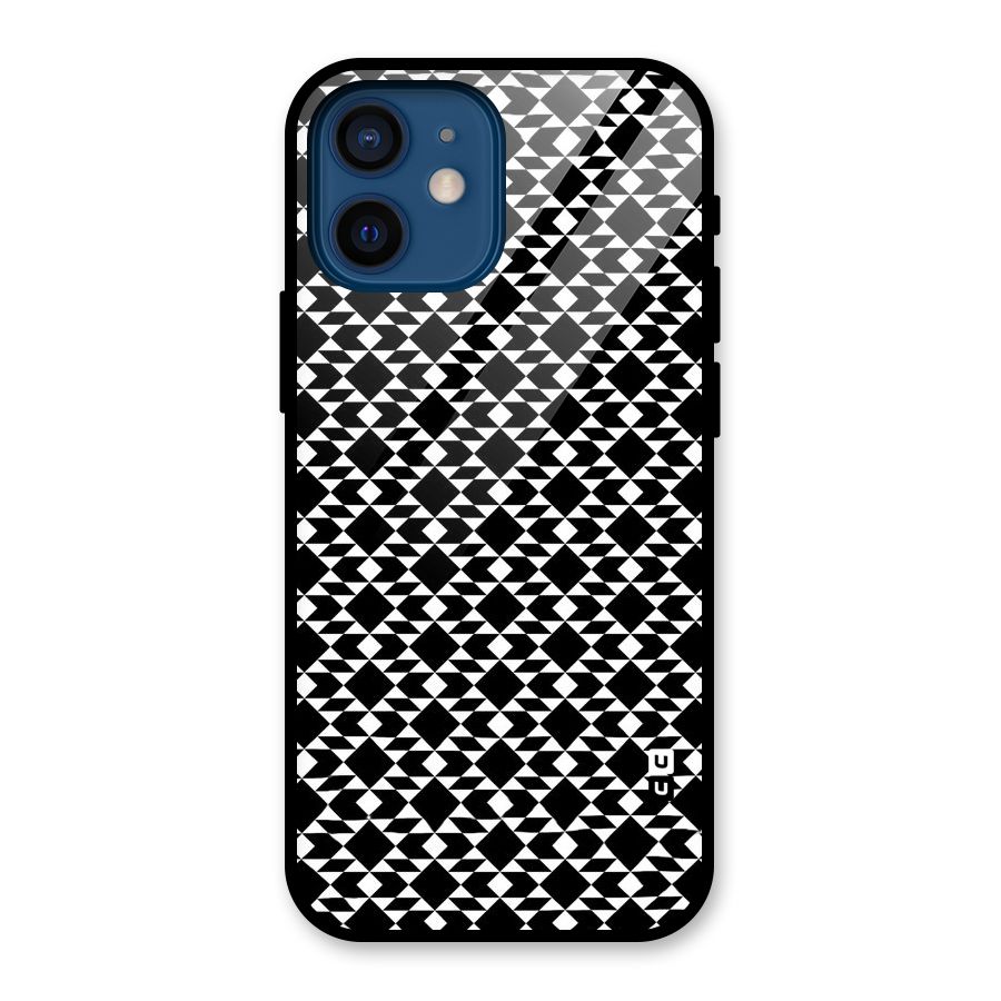 Black White Diamond Abstract Glass Back Case for iPhone 12 Mini