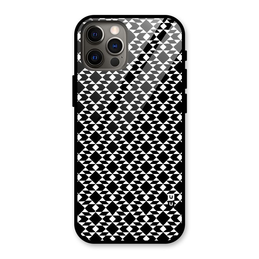 Black White Diamond Abstract Glass Back Case for iPhone 12 Pro