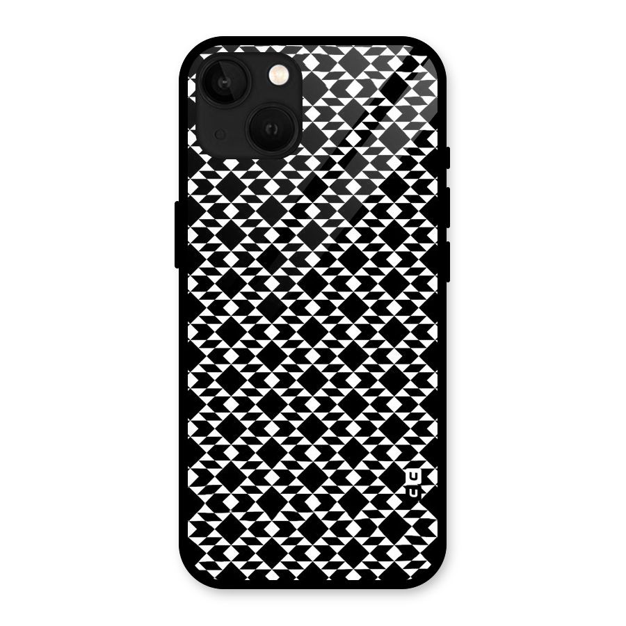 Black White Diamond Abstract Glass Back Case for iPhone 13