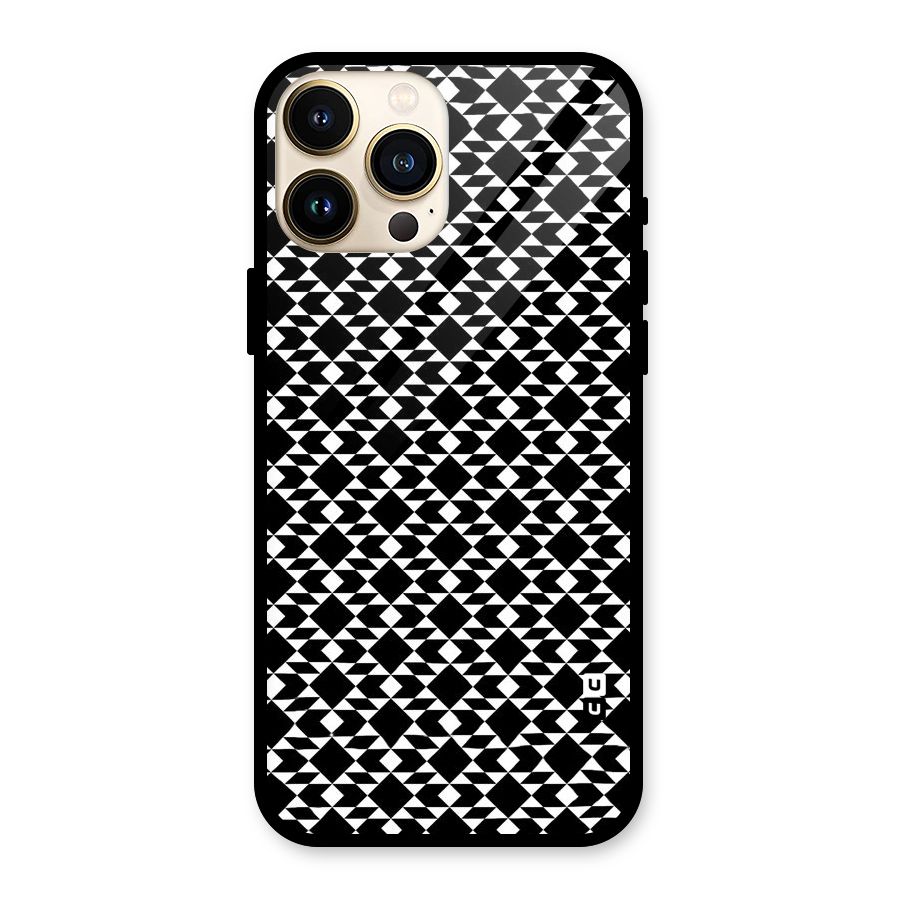 Black White Diamond Abstract Glass Back Case for iPhone 13 Pro Max