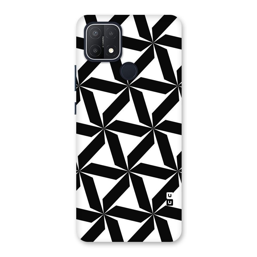 Black White Fan Design Back Case for Oppo A15