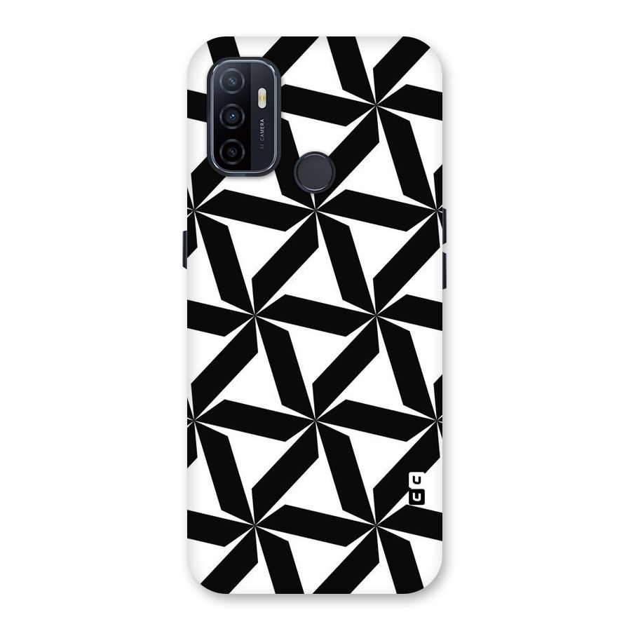 Black White Fan Design Back Case for Oppo A32