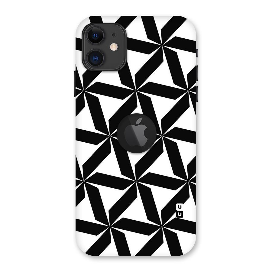 Black White Fan Design Back Case for iPhone 11 Logo Cut