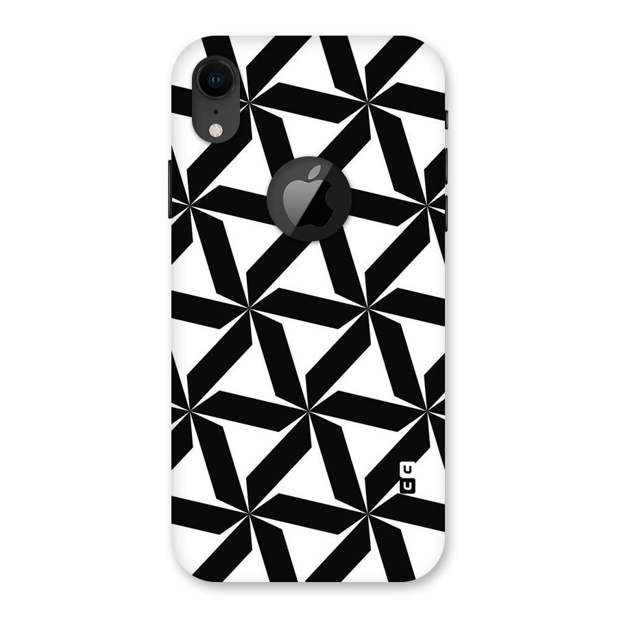 Black White Fan Design Back Case for iPhone XR Logo Cut
