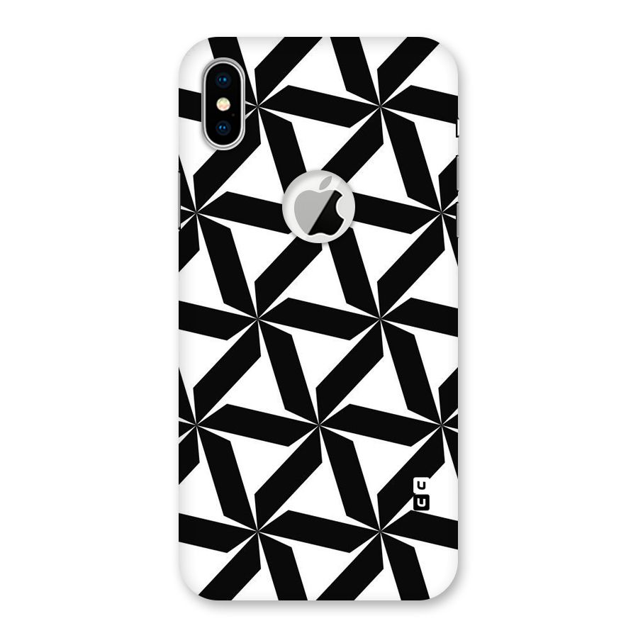 Black White Fan Design Back Case for iPhone X Logo Cut