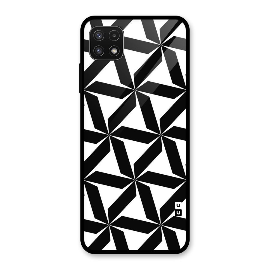 Black White Fan Design Glass Back Case for Galaxy A22 5G