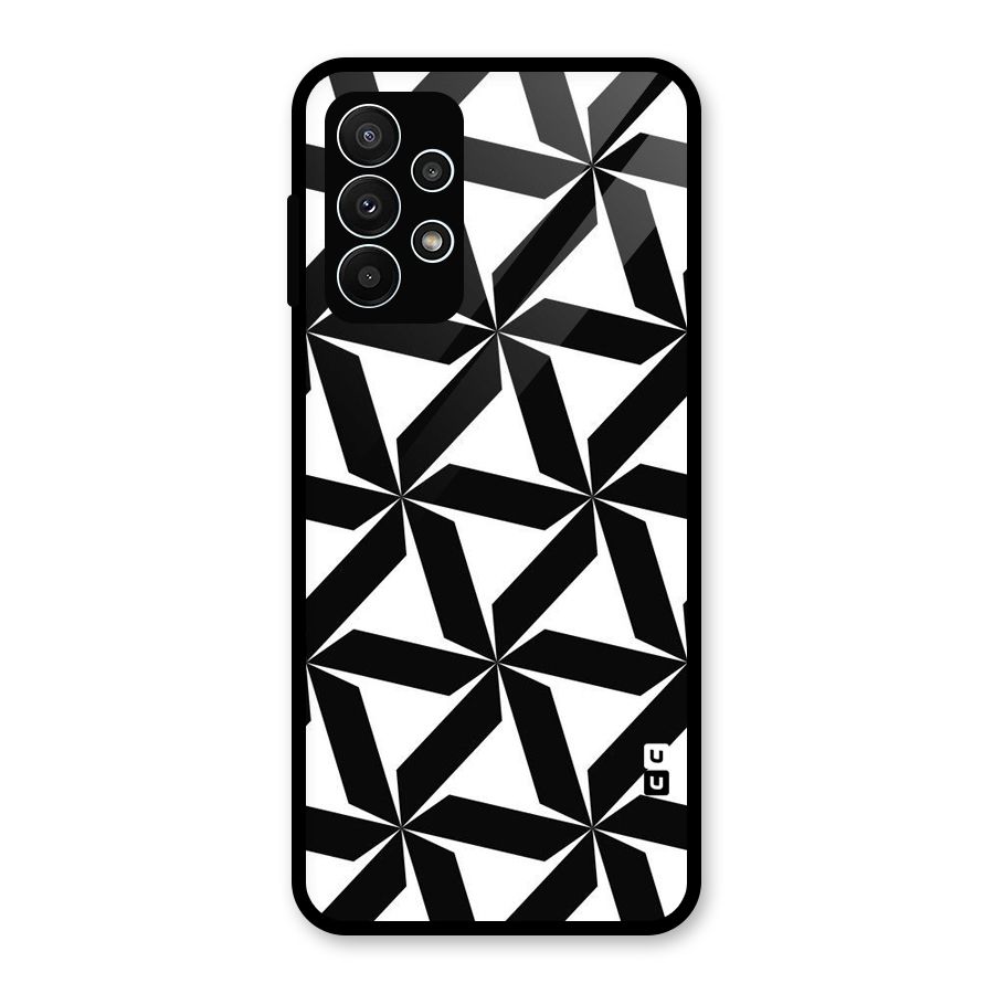 Black White Fan Design Glass Back Case for Galaxy A23
