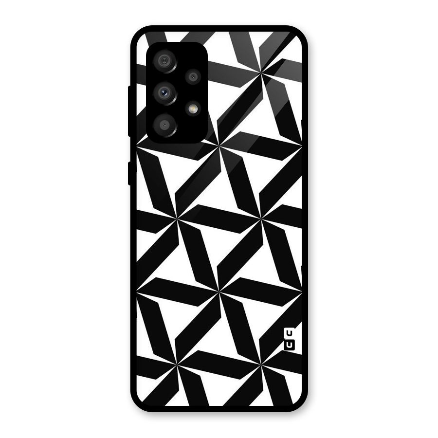 Black White Fan Design Glass Back Case for Galaxy A32
