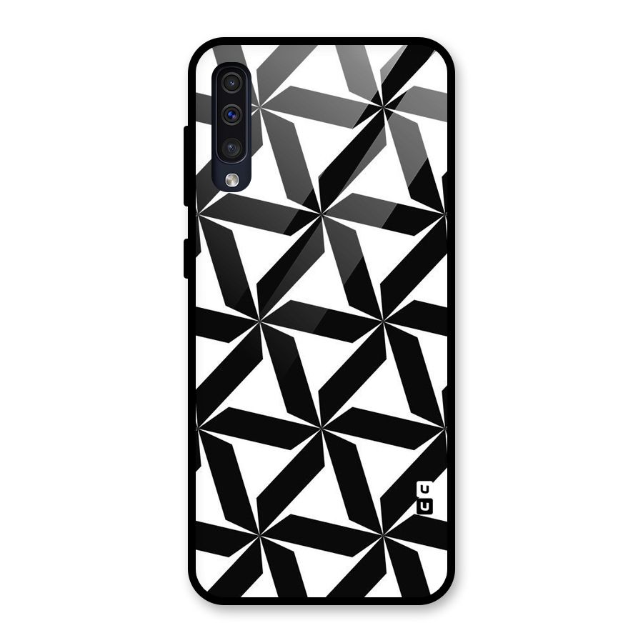 Black White Fan Design Glass Back Case for Galaxy A50
