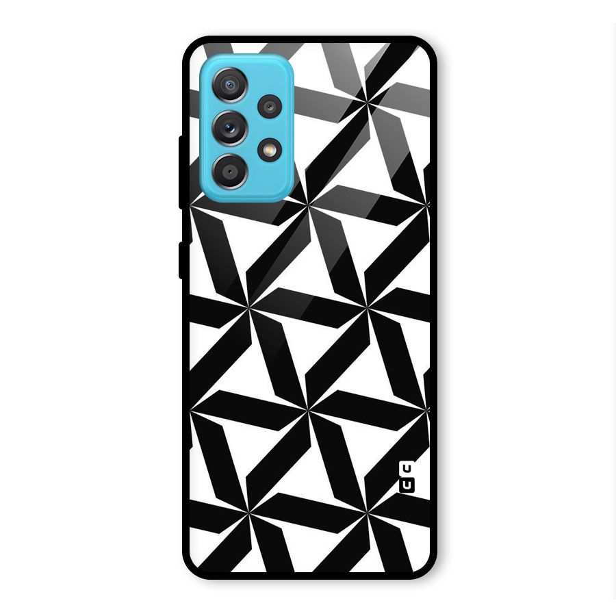 Black White Fan Design Glass Back Case for Galaxy A52s 5G