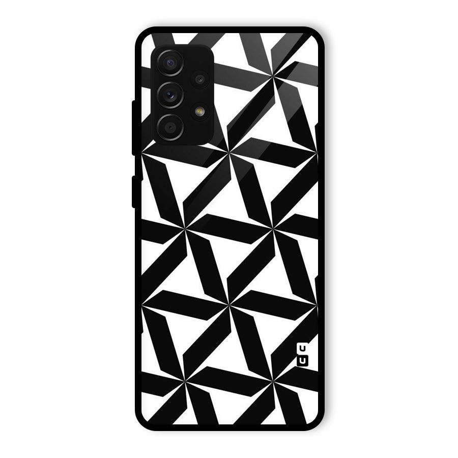 Black White Fan Design Glass Back Case for Galaxy A53 5G