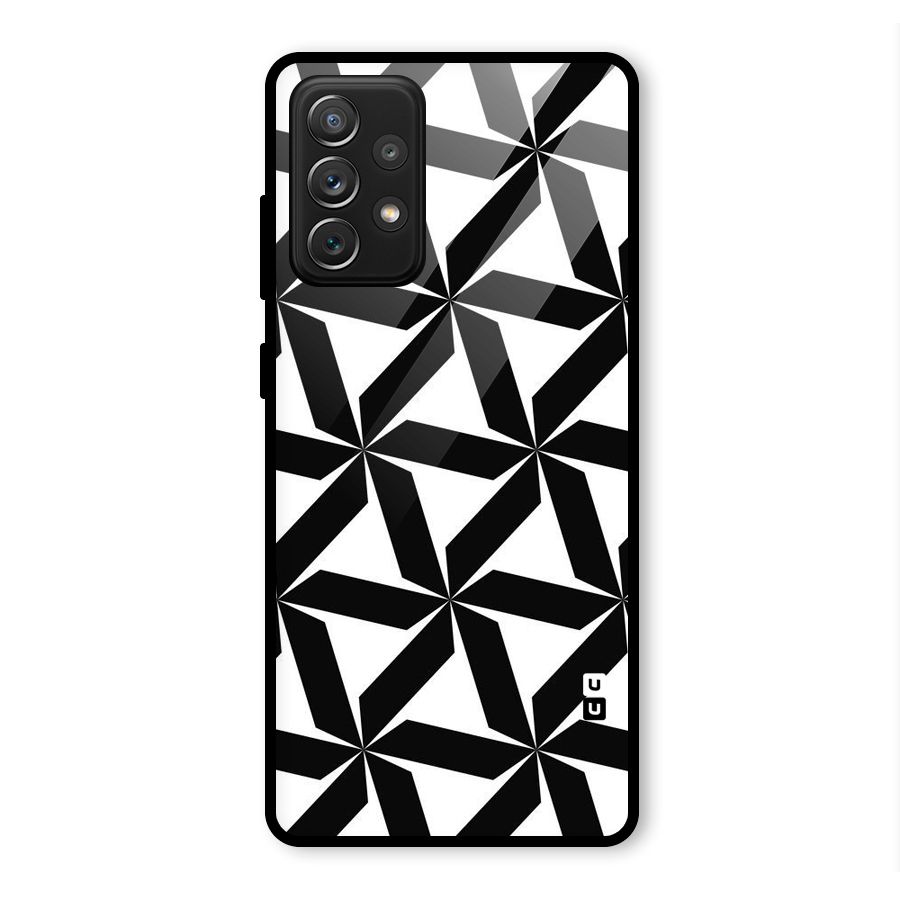 Black White Fan Design Glass Back Case for Galaxy A72