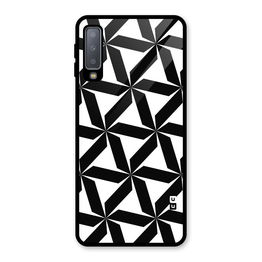 Black White Fan Design Glass Back Case for Galaxy A7 (2018)