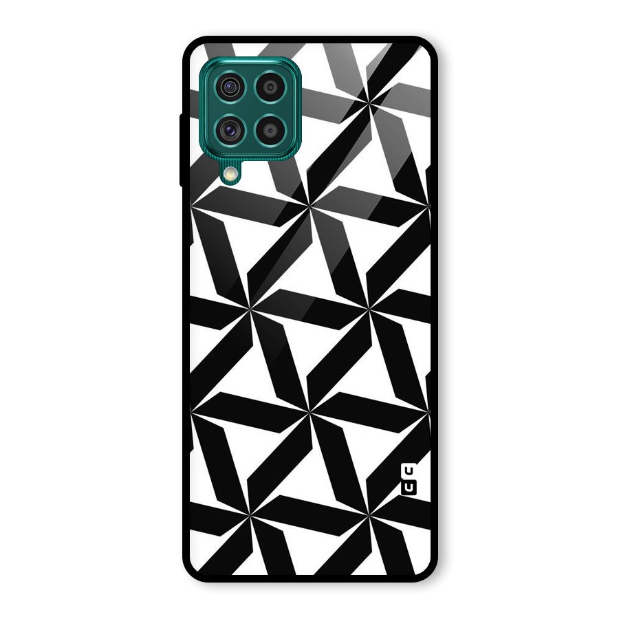 Black White Fan Design Glass Back Case for Galaxy F62