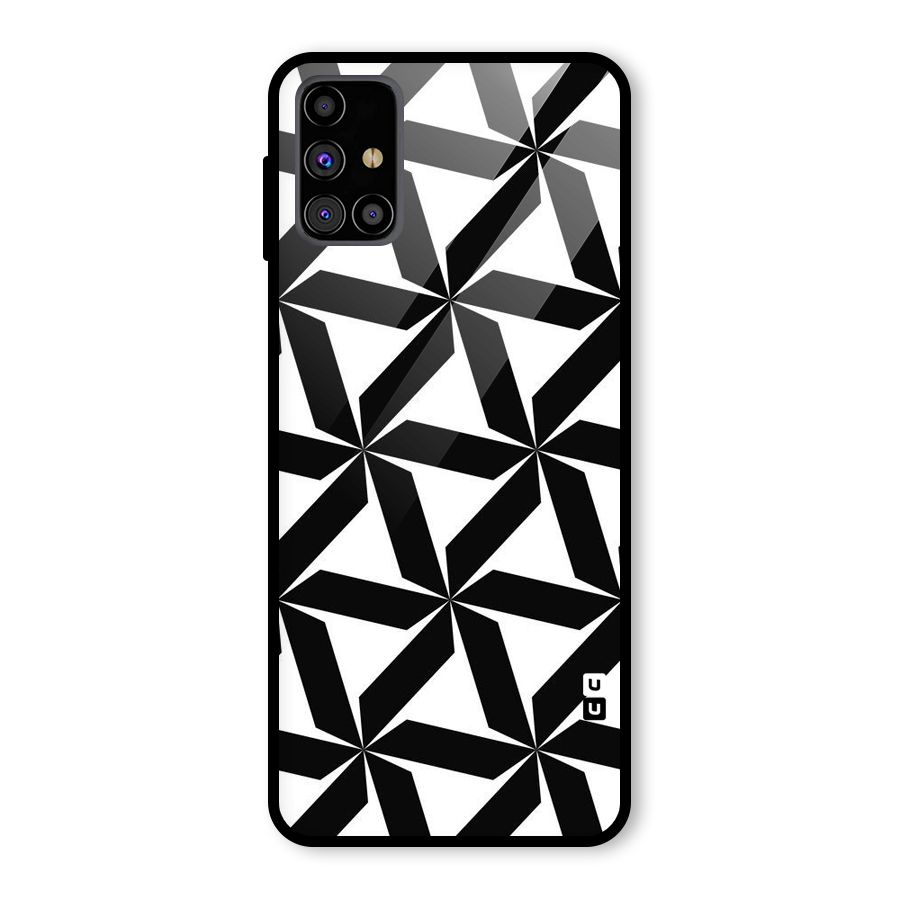 Black White Fan Design Glass Back Case for Galaxy M31s