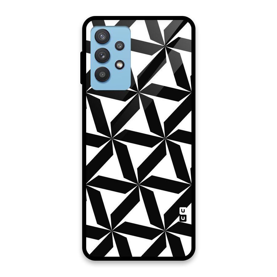 Black White Fan Design Glass Back Case for Galaxy M32 5G