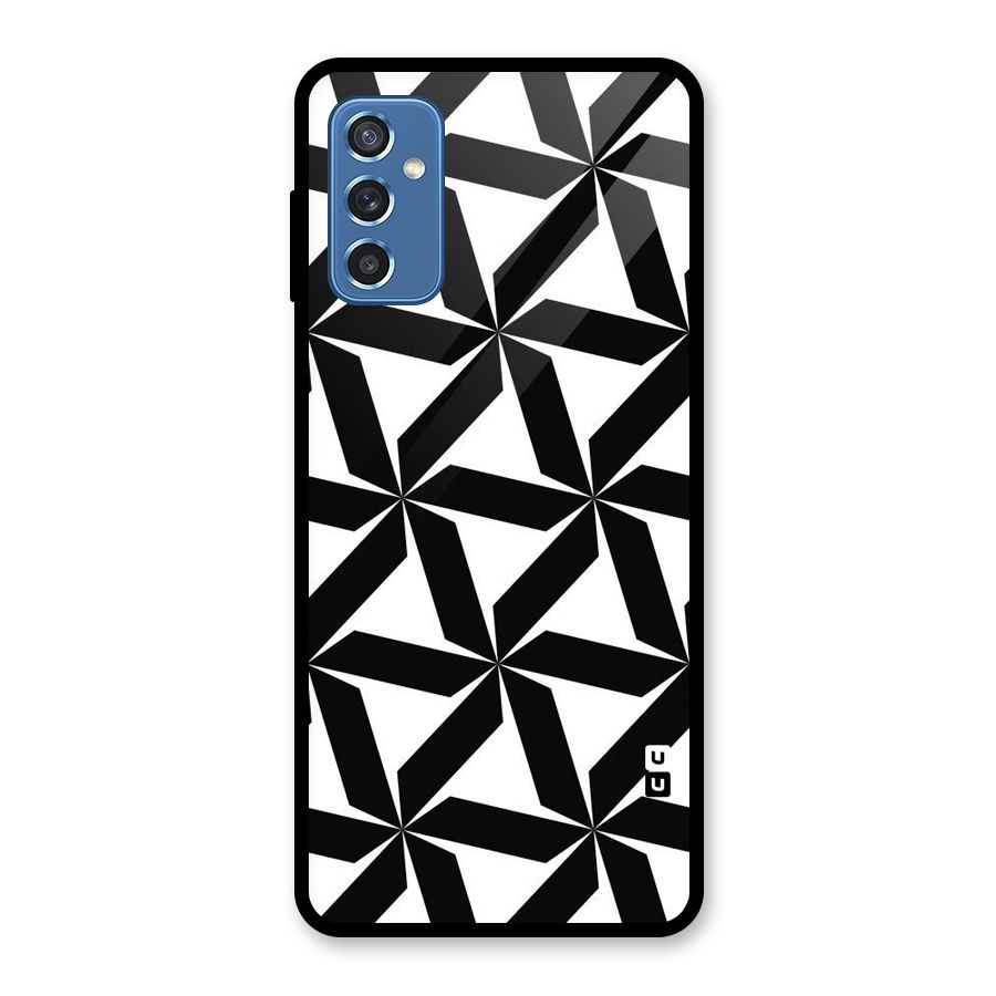 Black White Fan Design Glass Back Case for Galaxy M52 5G