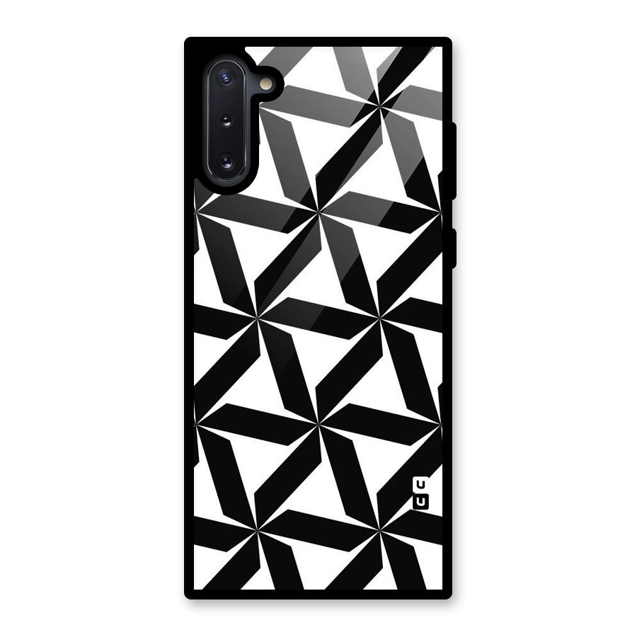 Black White Fan Design Glass Back Case for Galaxy Note 10
