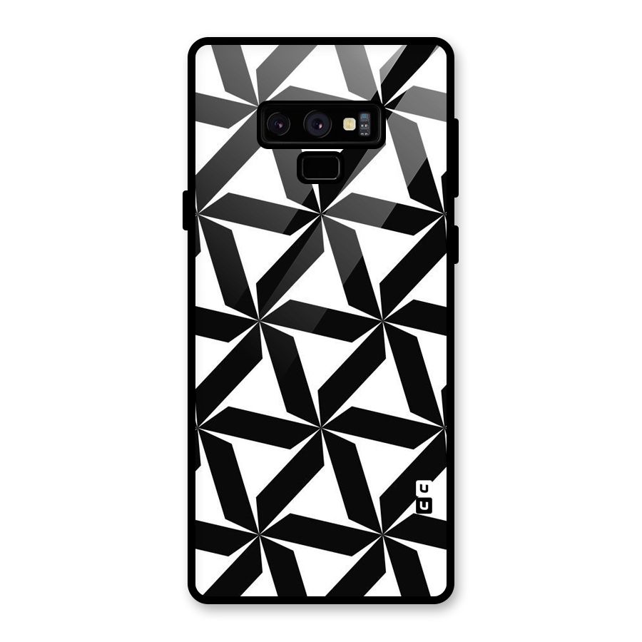 Black White Fan Design Glass Back Case for Galaxy Note 9