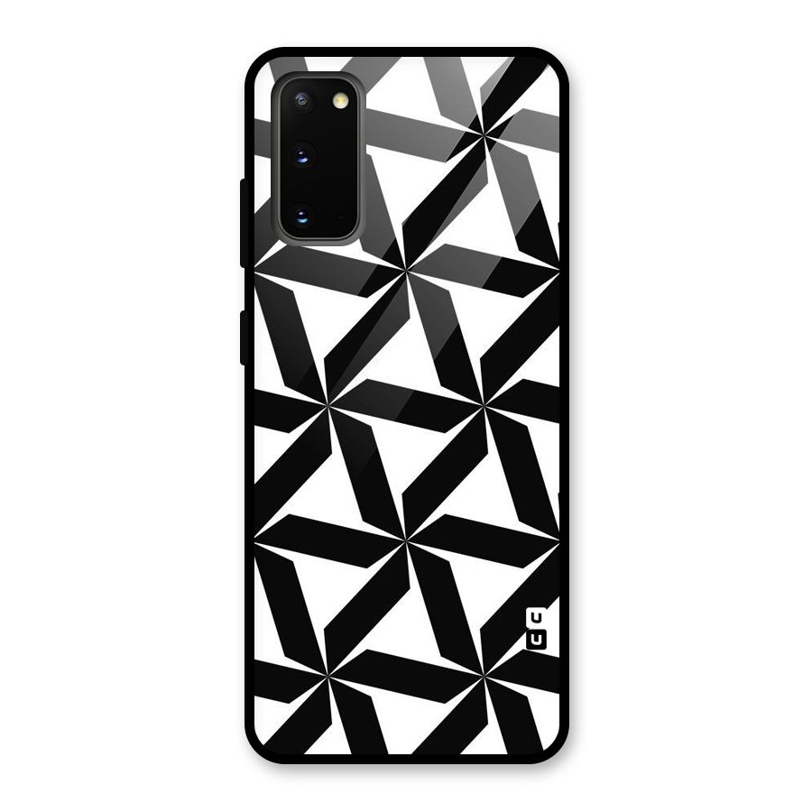 Black White Fan Design Glass Back Case for Galaxy S20