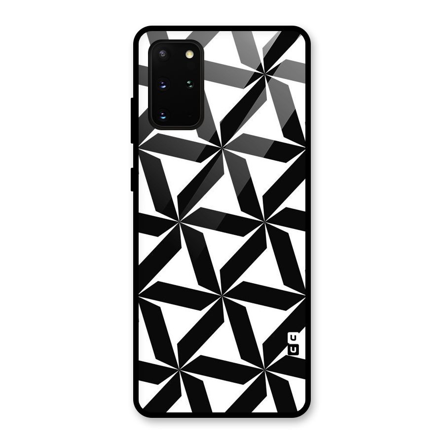 Black White Fan Design Glass Back Case for Galaxy S20 Plus