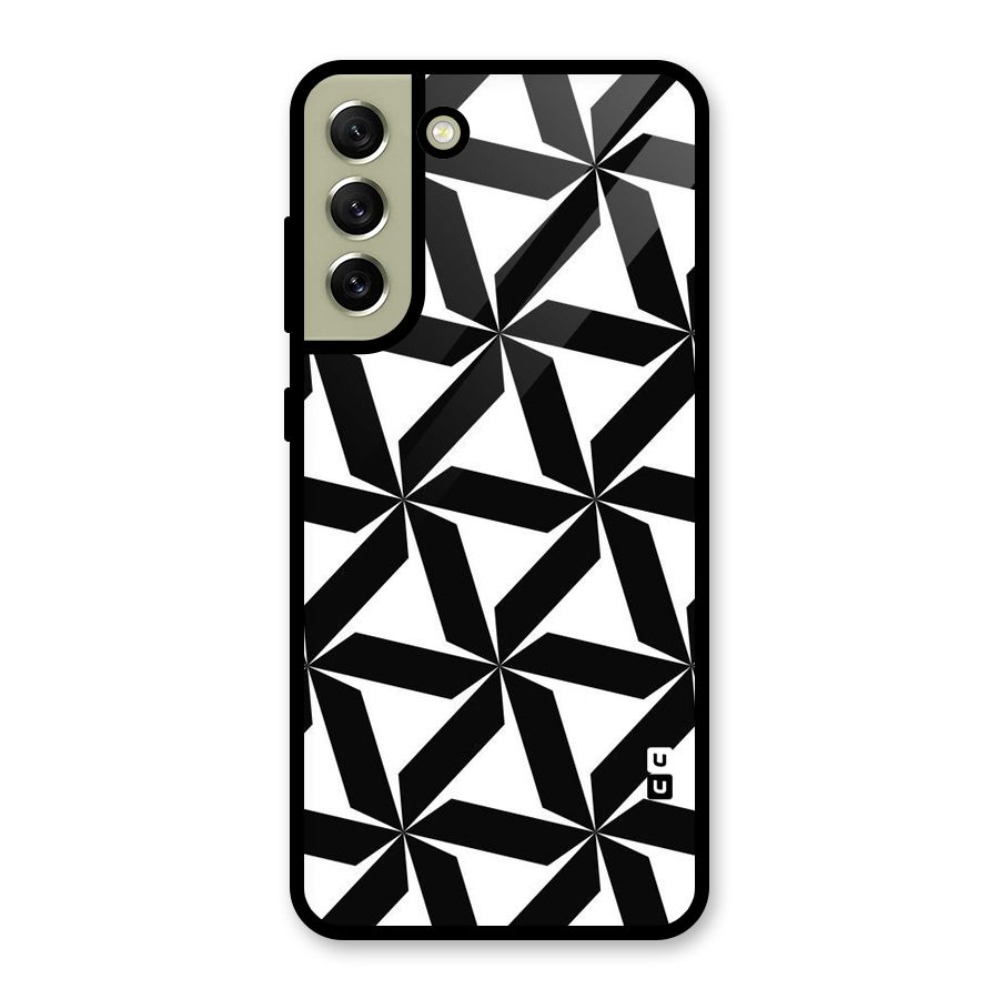Black White Fan Design Glass Back Case for Galaxy S21 FE 5G