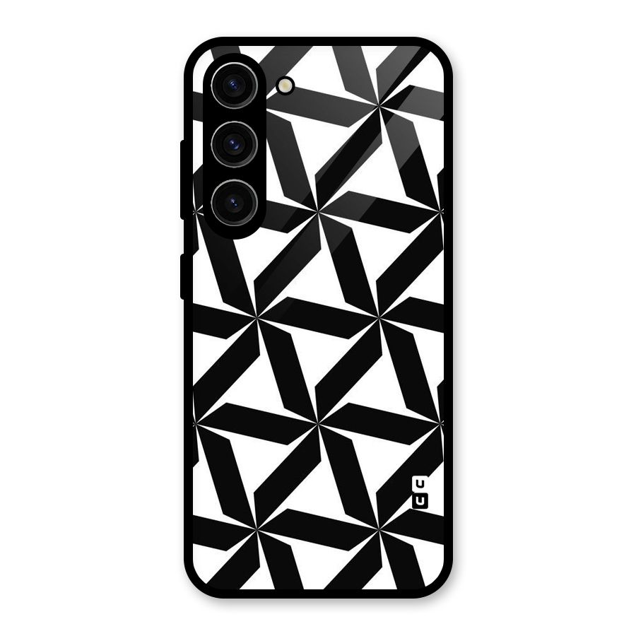 Black White Fan Design Glass Back Case for Galaxy S23