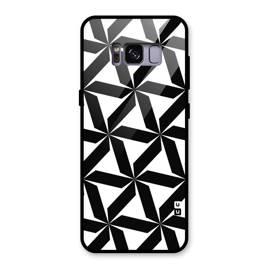 Black White Fan Design Glass Back Case for Galaxy S8