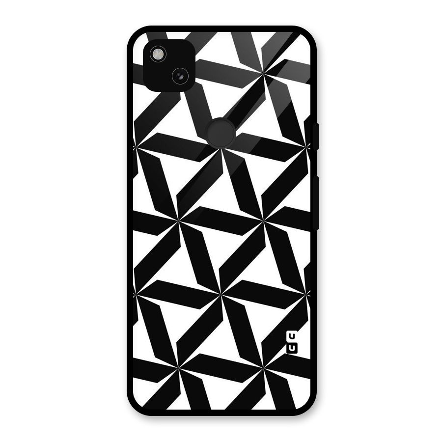 Black White Fan Design Glass Back Case for Google Pixel 4a