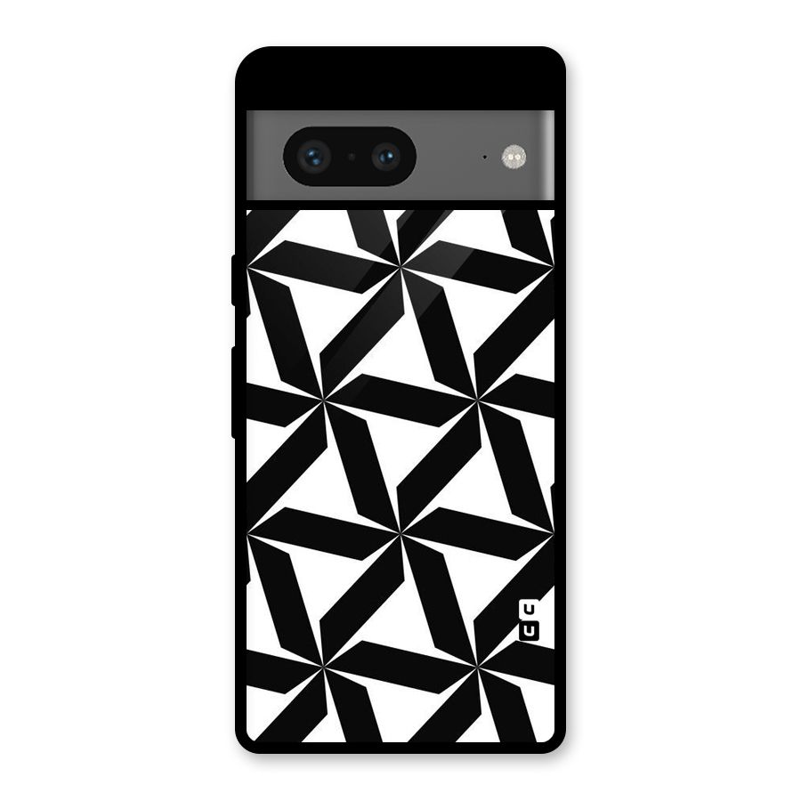 Black White Fan Design Glass Back Case for Google Pixel 7