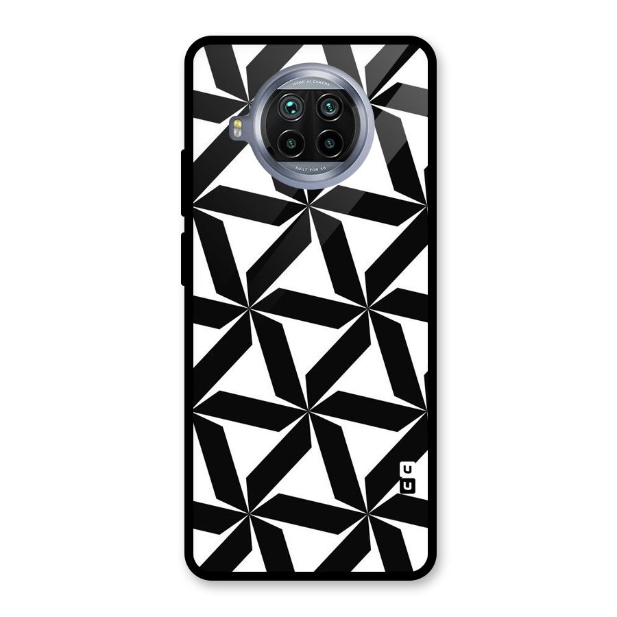 Black White Fan Design Glass Back Case for Mi 10i
