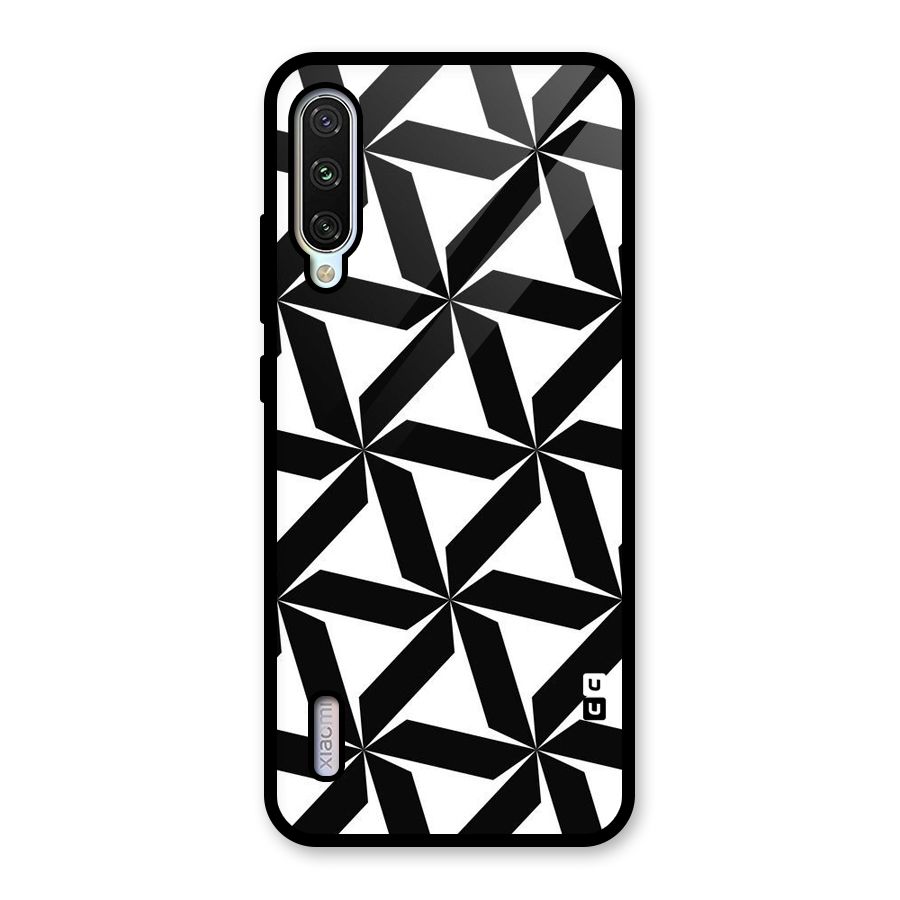 Black White Fan Design Glass Back Case for Mi A3