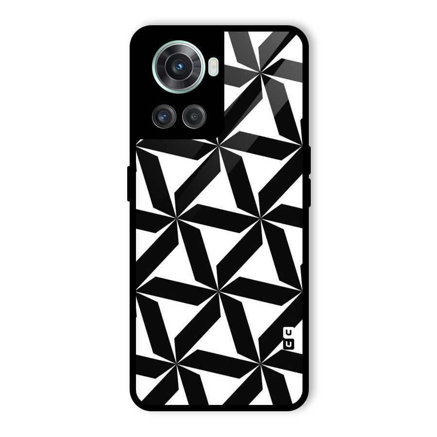 Black White Fan Design Glass Back Case for OnePlus 10R