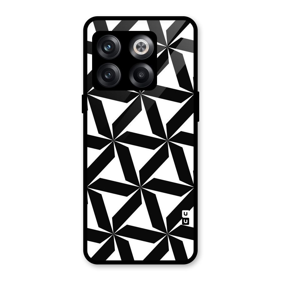 Black White Fan Design Glass Back Case for OnePlus 10T