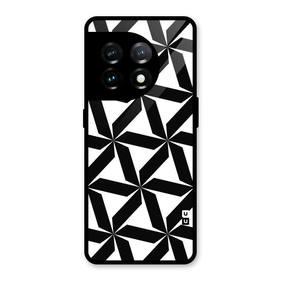 Black White Fan Design Glass Back Case for OnePlus 11