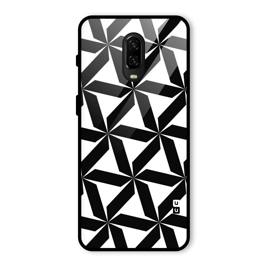 Black White Fan Design Glass Back Case for OnePlus 6T