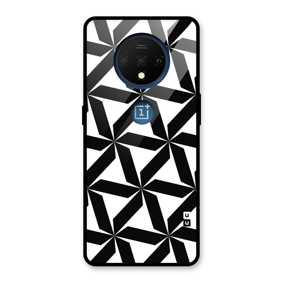 Black White Fan Design Glass Back Case for OnePlus 7T