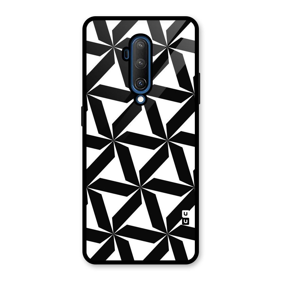 Black White Fan Design Glass Back Case for OnePlus 7T Pro