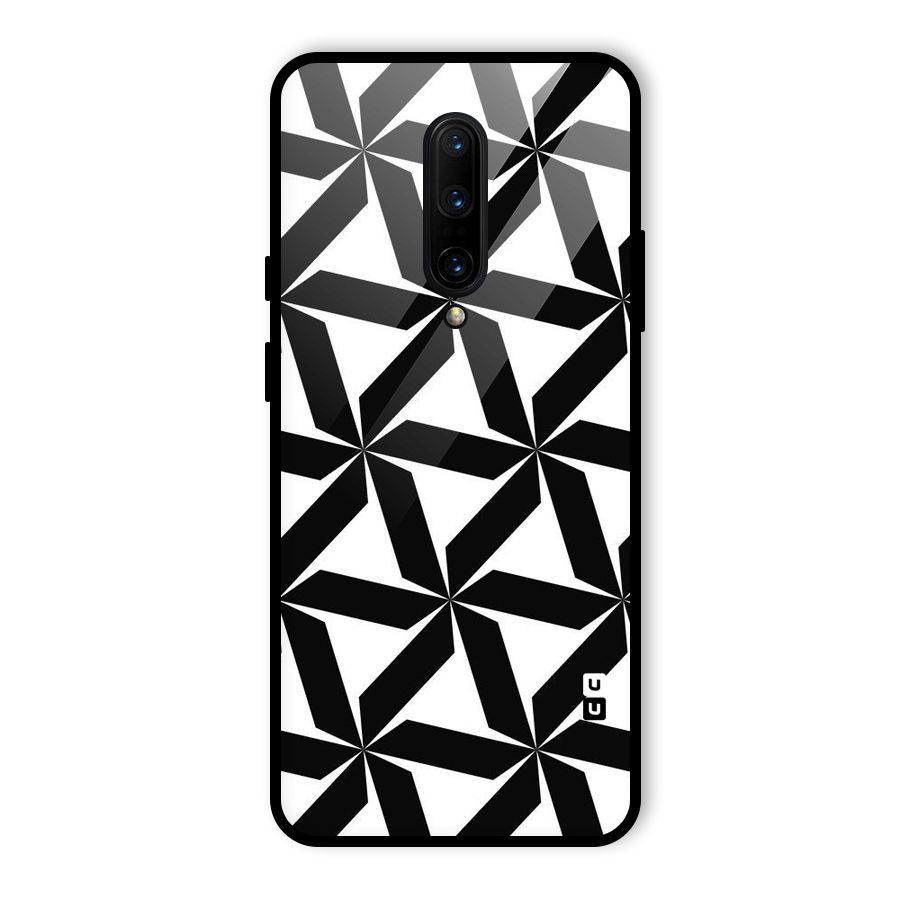 Black White Fan Design Glass Back Case for OnePlus 7 Pro